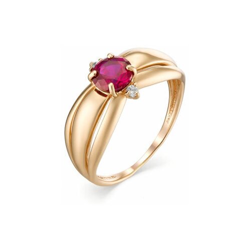 фото Кольцо bolshakoff, красное золото, 585 проба, рубин синтетический, размер 18.5, золотой, красный