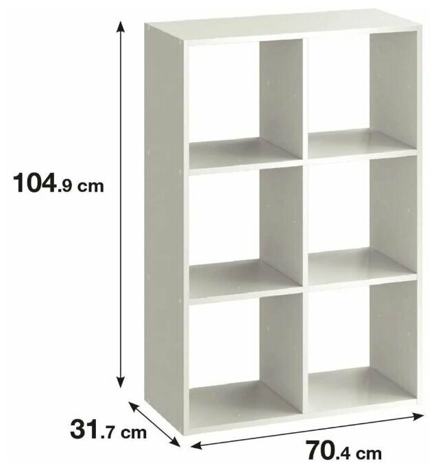 Стеллаж 6 секций 70x104x31.5 см ЛДСП цвет белый