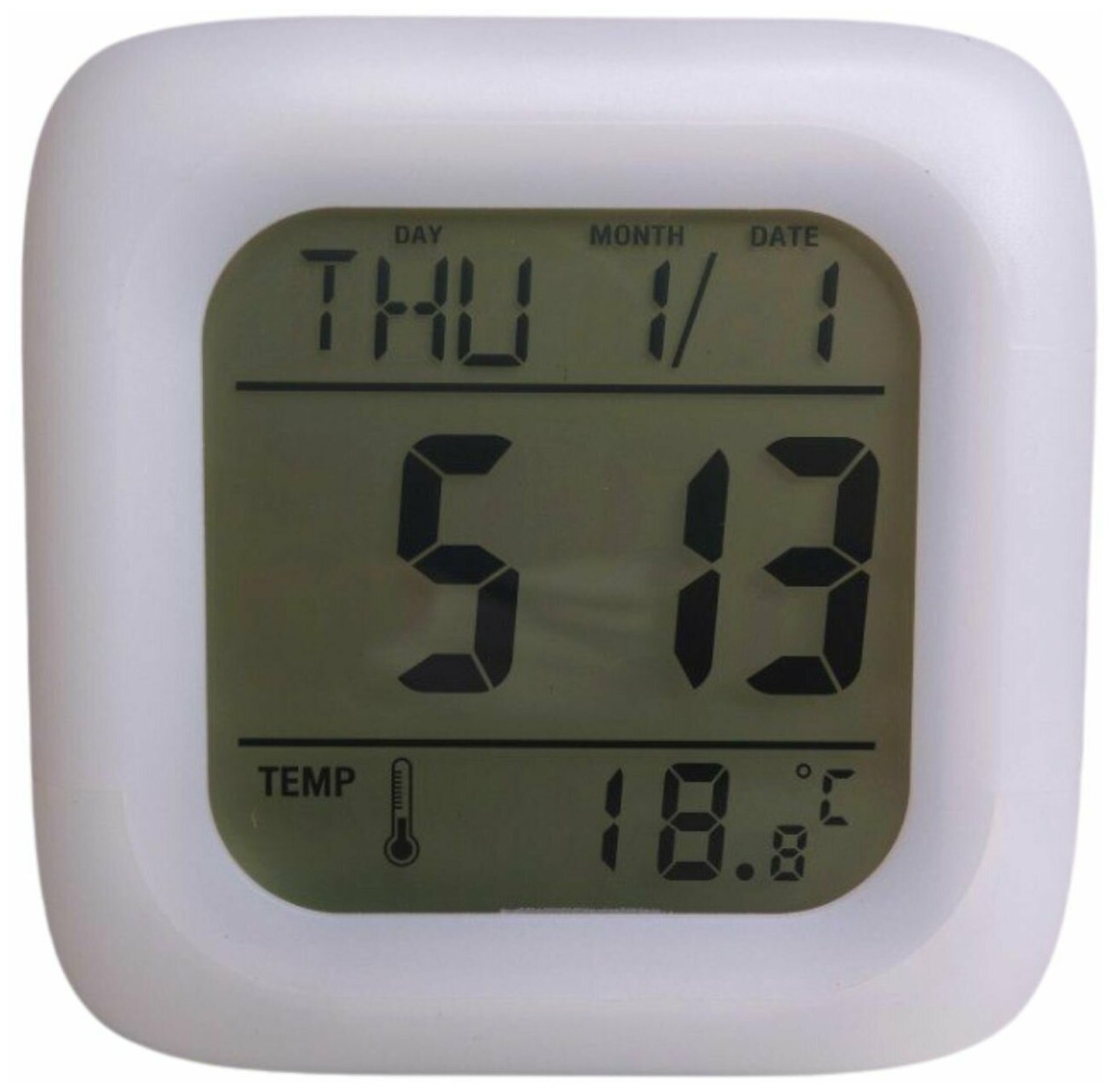 Часы-будильник метеостанция с переливающейся подсветкой 7 цветов Светодиодный цифровой будильник + батарейки В комплекте