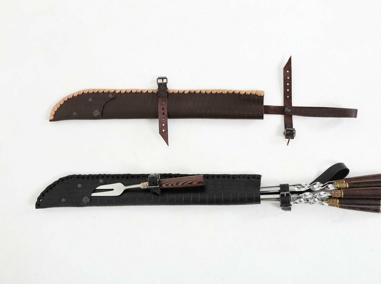 Шампура с деревянной ручкой в чехле набор шампуров подарочный набор охотнику 70 6 