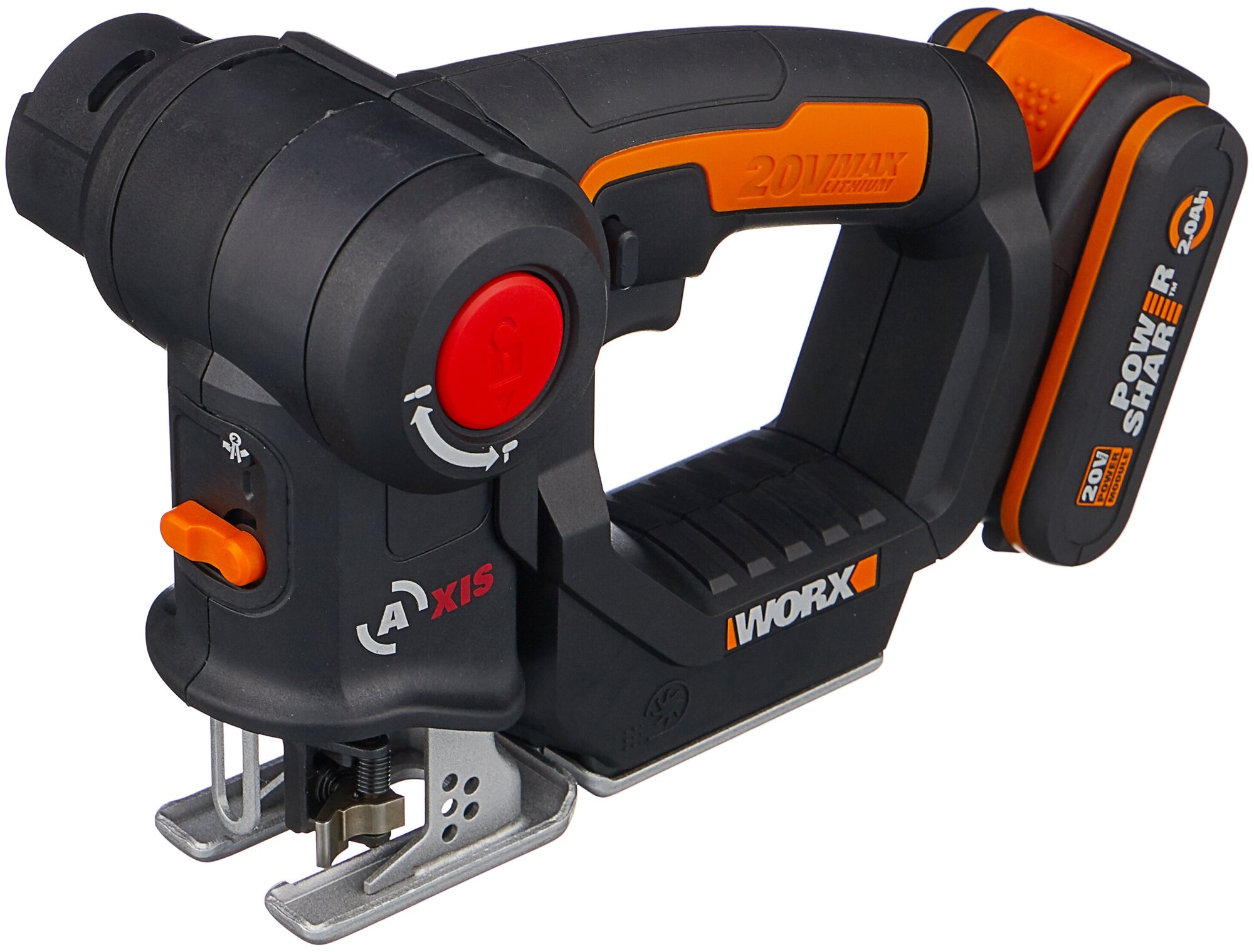 Аккумуляторный электролобзик Worx WX550 2.0Ач х1 кейс, 20 Вт черный