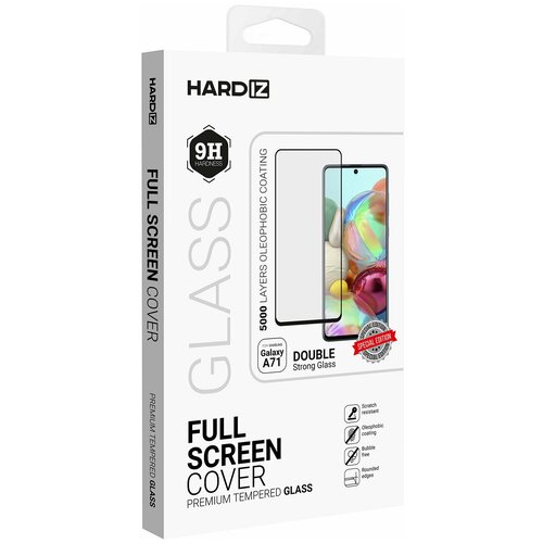 Защитное стекло HARDIZ Premium Tempered Glass for Samsung A71: Full Screen Cover - Black/Черный