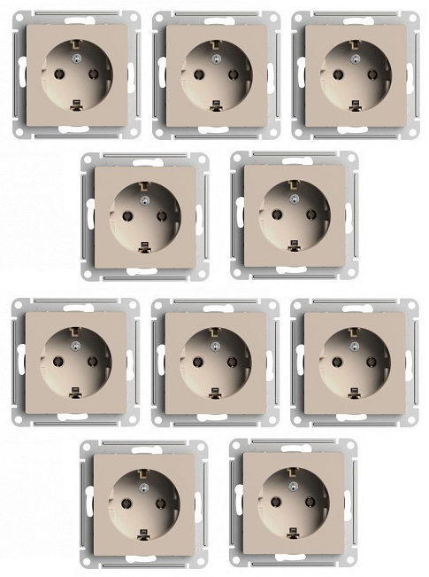 Розетка с заземлением Schneider Electric/Systeme Electric AtlasDesign 16А, механизм, песочный ATN001243 (комплект 10 шт.) - фотография № 1