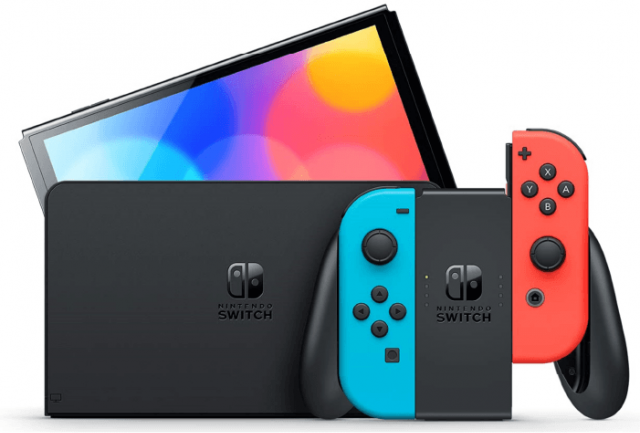 Игровая приставка Nintendo Switch OLED 64 ГБ, неоновый синий/неоновый красный