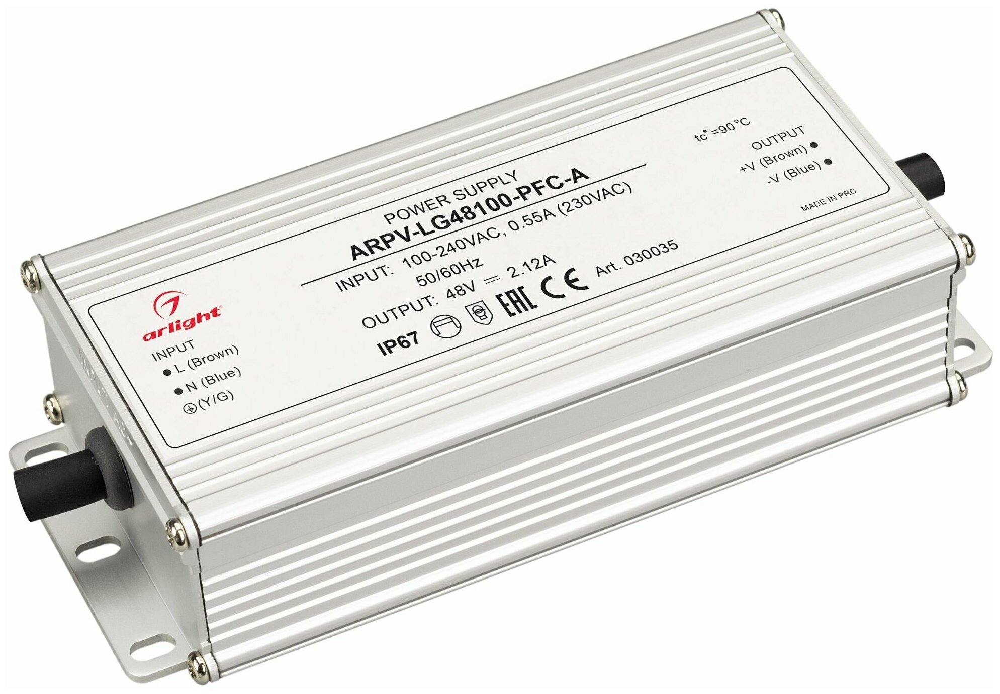 Блок питания ARPV-LG48100-PFC-A (48V, 2.12A, 100W) (Arlight, IP67 Металл, 5 лет)