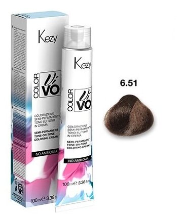 KEZY Color Vivo полуперманентная краска для волос, 6.51 Темный блондин грецкий орех, 100 мл