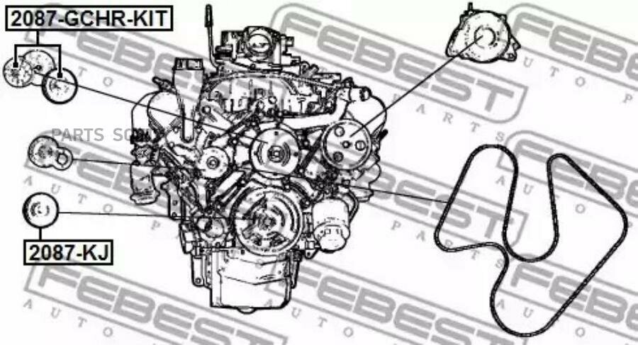 FEBEST 2087-GCHR-KIT Ролик натяжной (компл-2шт) JEEP GRAND CHEROKEE III 2004-2010 2087-GCHR-KIT