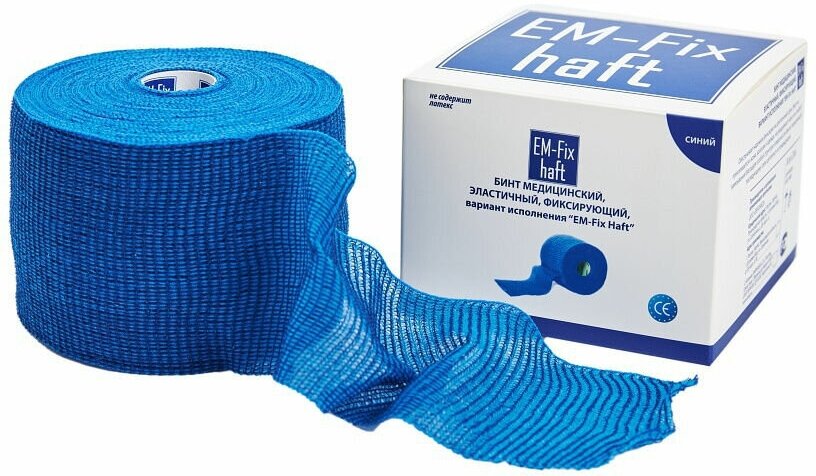 EM-Fix Haft / ЭМ-Фикс Хафт - самофиксирующийся бинт, 8 см x 20 м, синий