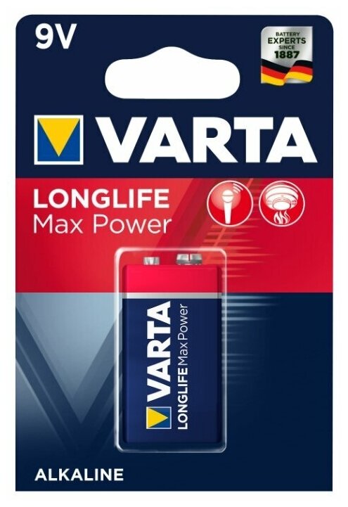 Батарейка VARTA LONGLIFE Max Power 9V Крона