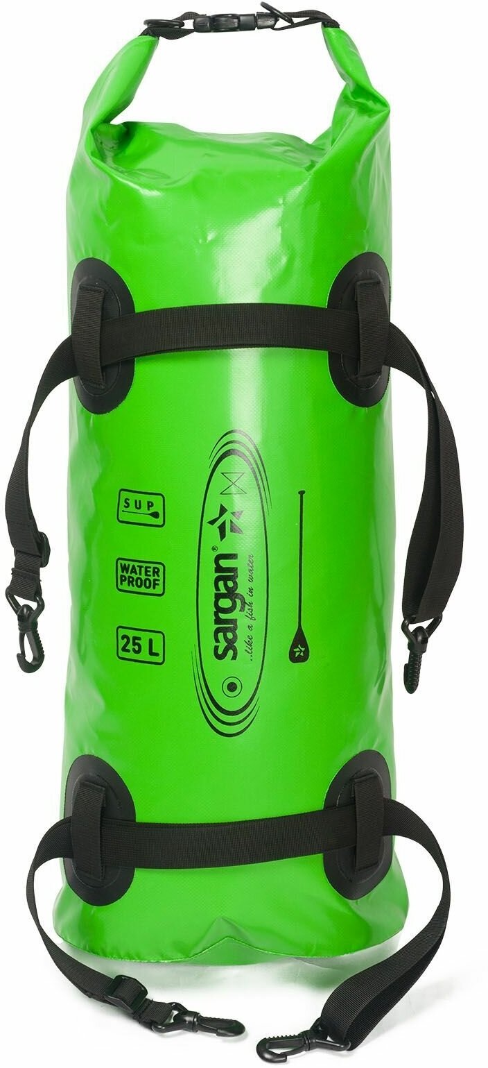 Гермомешок для водного спорта и SUP сапборда SARGAN саппер объем 25 литров ярко-зеленый