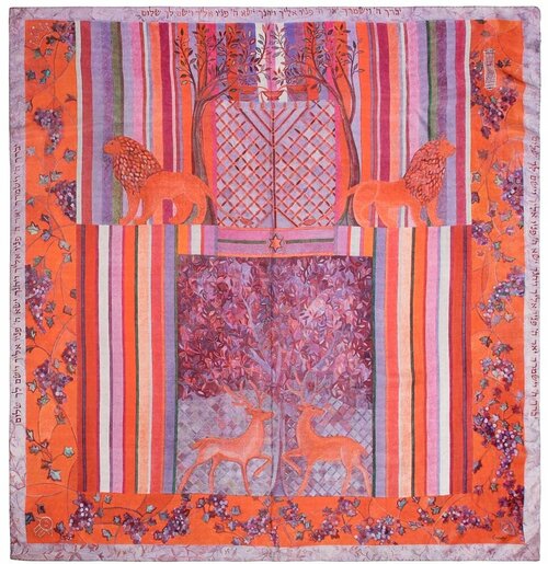 Платок Gourji, 120х120 см, мультиколор, фиолетовый