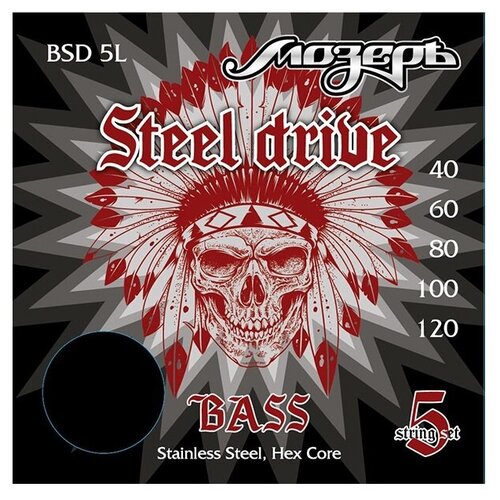 bsd 6m steel drive комплект струн для 6 струнной бас гитары сталь 30 130 мозеръ BSD-5L Steel Drive Комплект струн для 5-струнной бас-гитары, сталь, 40-120, Мозеръ