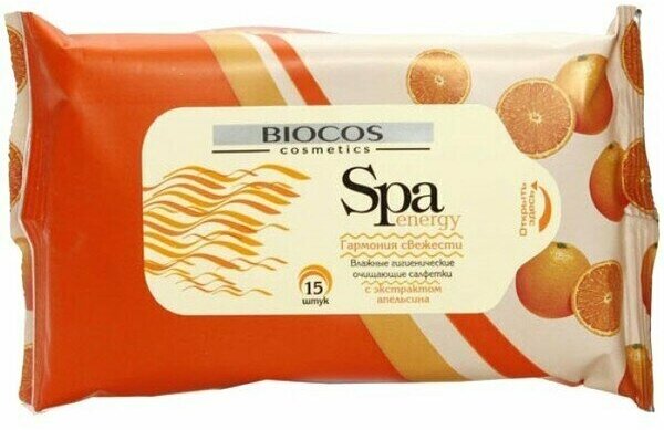 Влажные салфетки Biocos SPA Energy Апельсин 15 шт - фото №5