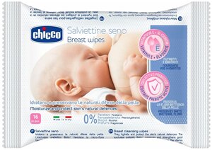 Chicco Салфетки для груди очищающие, 30 г, 16 шт. в уп, 16 шт.