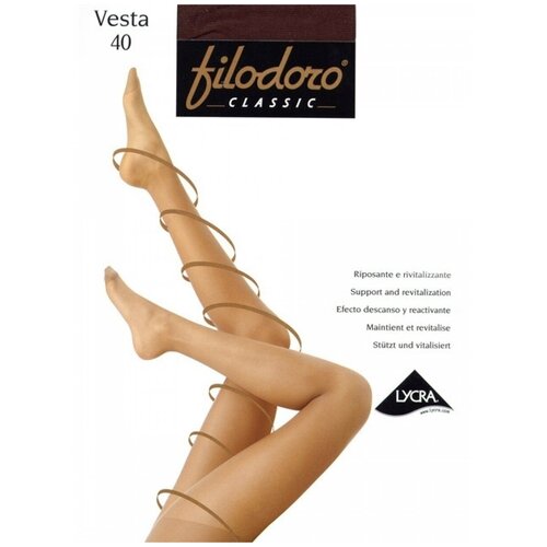 фото Колготки filodoro classic vesta, 40 den, с ластовицей, утягивающие, с шортиками, матовые, размер 3, бежевый