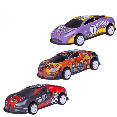 Набор машин Junfa toys Машинки гоночные 3шт (с номерами 69,07,21) WE-11603, 24 см, разноцветный