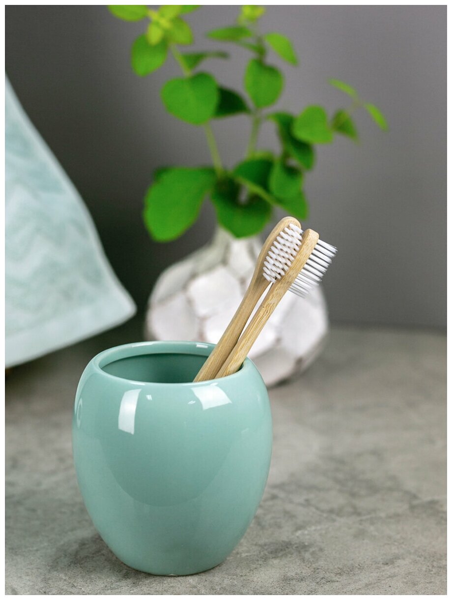 Стакан для зубных щеток BATH PLUS Mint/стакан для мелочей - фотография № 3
