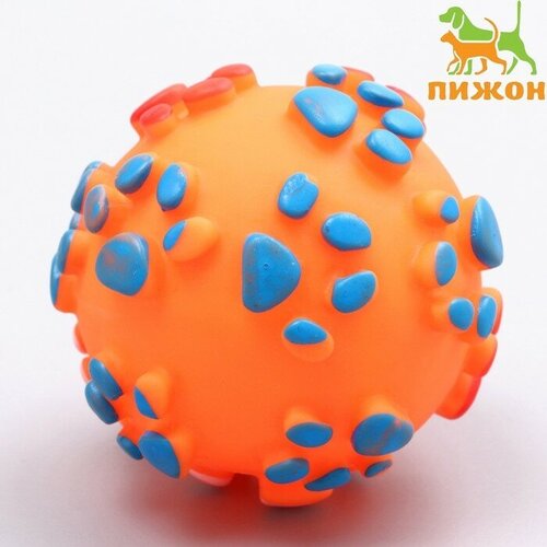 Игрушка пищащая Мяч Лапкадля собак, 6,5 см, оранжевая 1 шт
