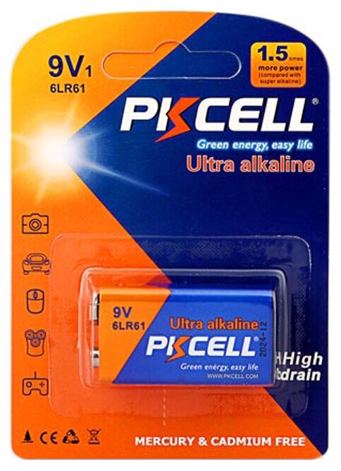 Батарейка PKCELL Ultra Digital Alkaline Крона/6LR61