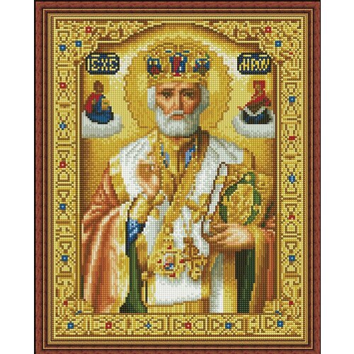 Алмазная мозаика Paintboy на подрамнике размер 40х50 круглые камешки CK1267 Николай Чудотворец