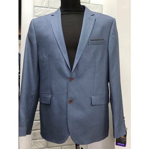 Пиджак ABSOLUTEX, силуэт полуприлегающий, однобортный, размер 182-108, серый, голубой