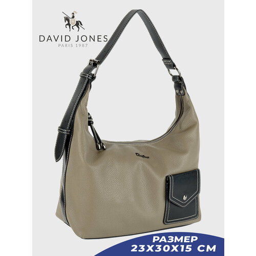 фото Сумка хобо david jones 6724-cm-dd-dtaupe повседневная, регулируемый ремень, коричневый