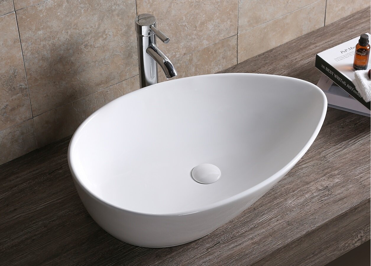 Раковина Cerutti SPA CR7030 накладная, белая, каплевидная, высокая 660х440х165