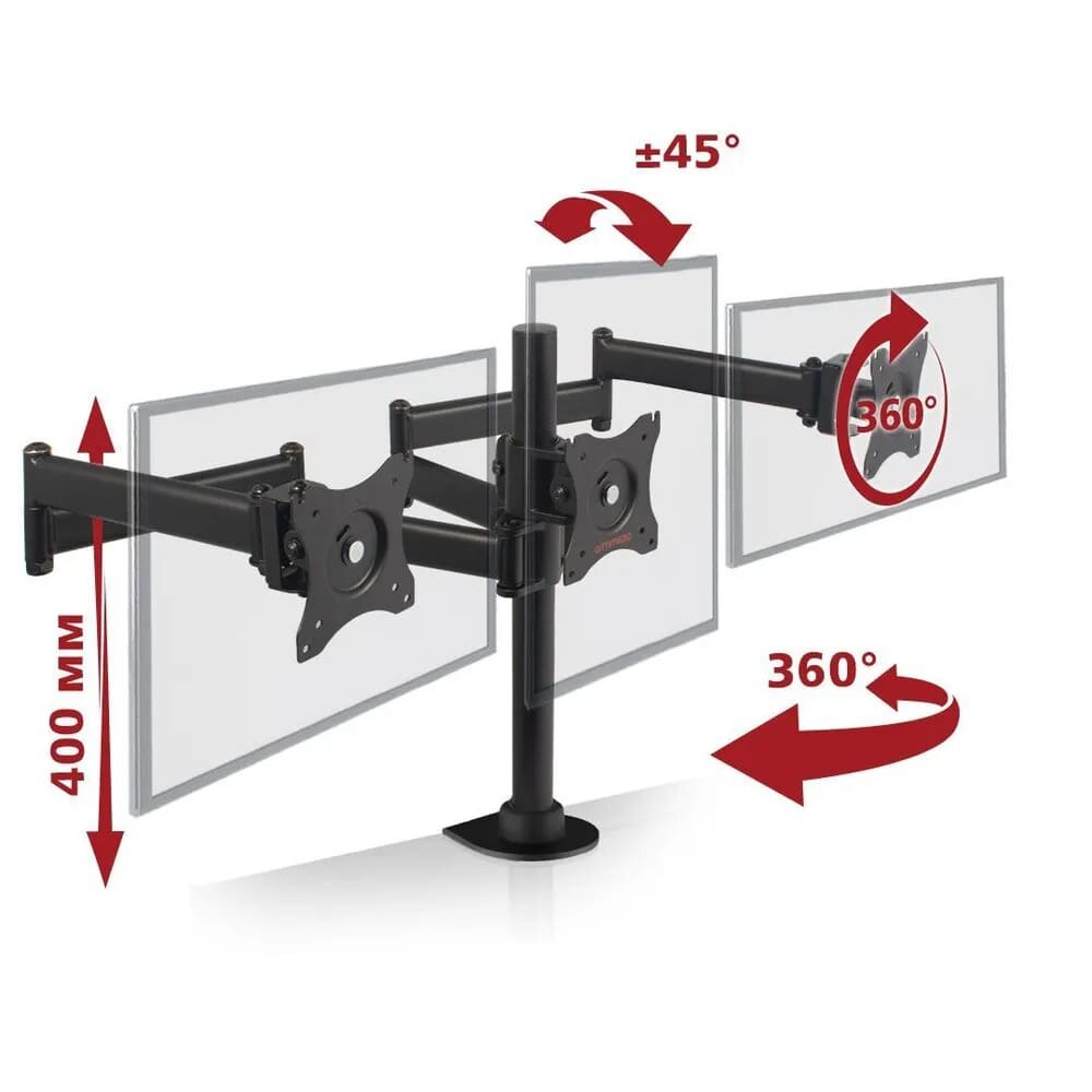 Кронштейн для трех мониторов / настольное крепление Arm media LCD-T15 / до 32" / до 3x10 кг