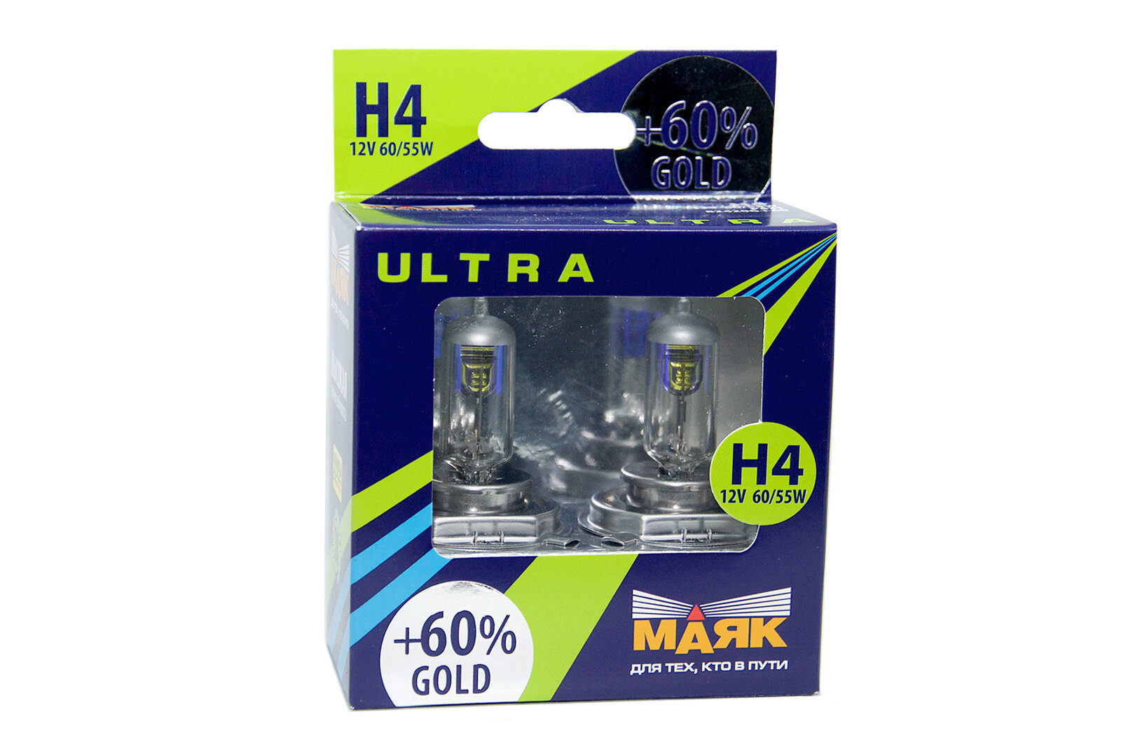 Лампа H4 12V/60/55W P43t Gold +60% "Маяк Ультра (Упак 2 Шт) Маяк арт. 82420G+60