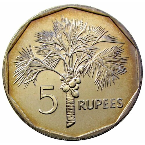 5 рупий 2007 Сейшелы, UNC , Пальма сейшельские острова 10 центов 2007 г 2