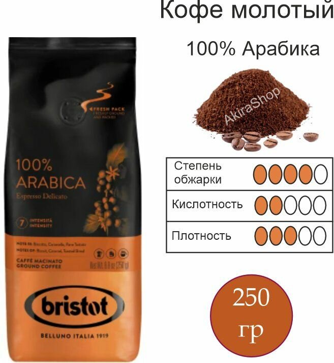 Кофе молотый Bristot Arabica, 250 гр