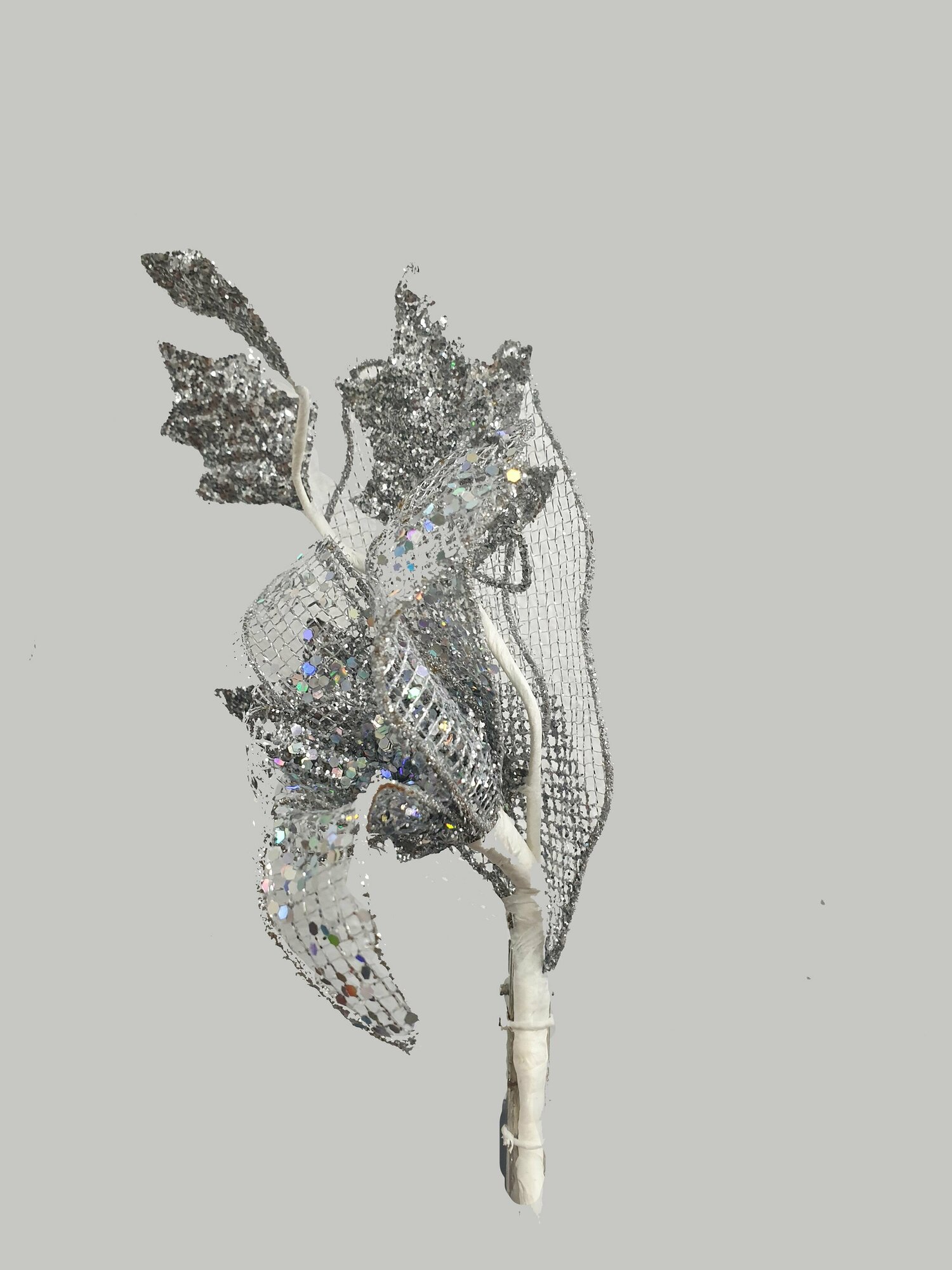 Украшение декоративное Ветка, 22 см, цвет серебристый переливчатый