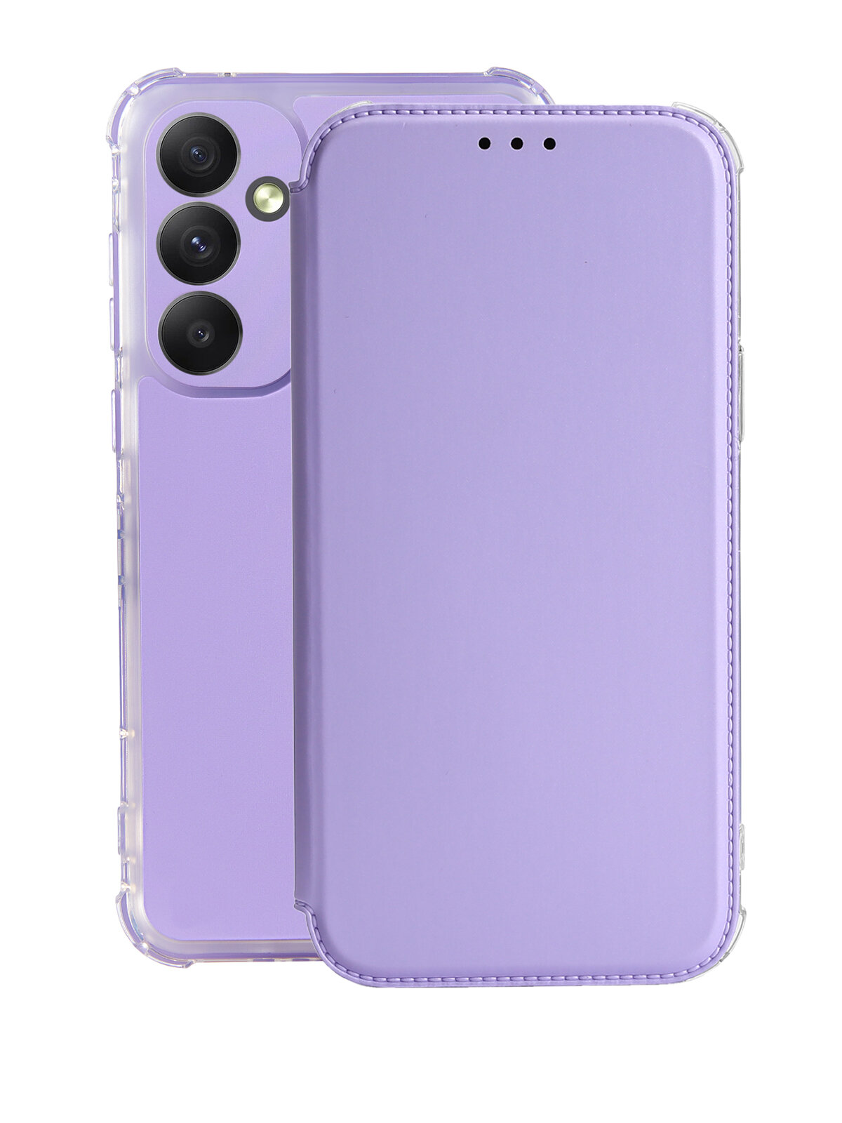 Чехол книжка на Samsung Galaxy S24 с противоударным бампером с усиленными углами на самсунг галакси с24 Фиолетовый