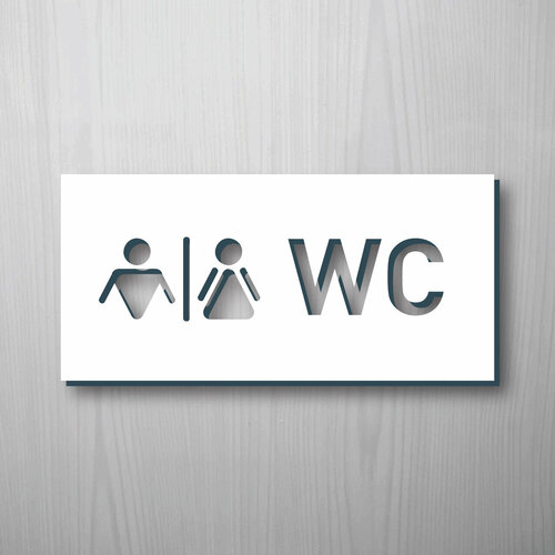 Табличка информационная на дверь туалета WC / Акрил 3 мм / 21х10 см / прямоугольная табличка wc 250х80мм пластик