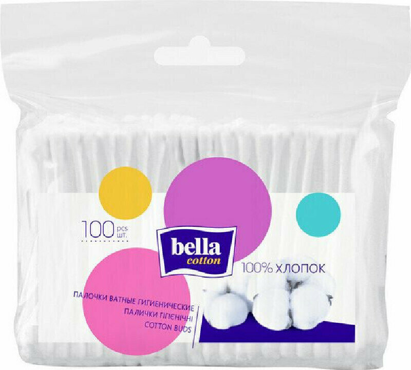 Ватные палочки Bella мягкая упаковка, 100шт, 6 упаковок