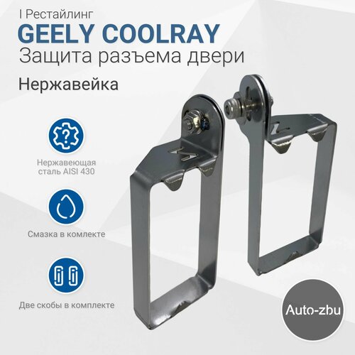 Защита разъема передних дверей Geely Coolray 2023-2024 I Рестайлинг (Нержавейка)