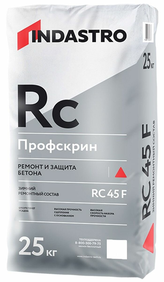 Индастро RC45F Профскрин зимняя смесь для ремонта и защиты бетона (25кг) / INDASTRO RC-45F Профскрин зимний ремонтный состав для бетона (25кг)