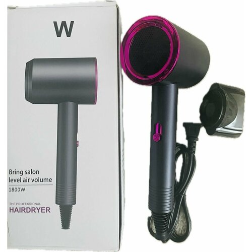 Фен для волос hairdryer 1800w с ионизацией для сушки и укладки с насадкой. профессиональный фен с ионизацией для сушки фен для волос фен с ионизацией