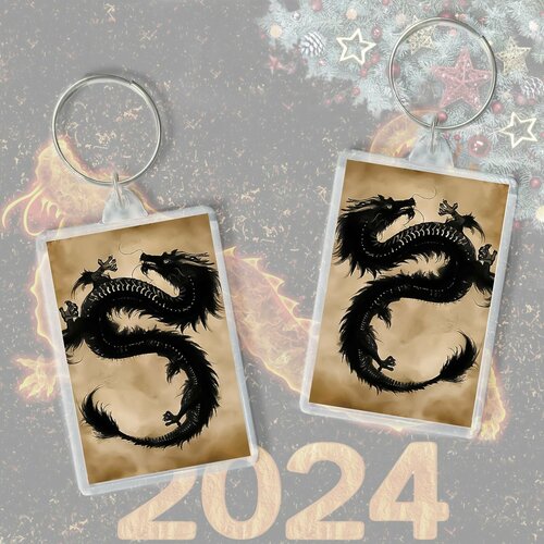 Брелок, глянцевая фактура, бежевый, черный