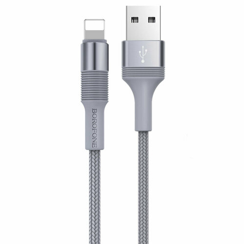 USB кабель BOROFONE BX21 Outstanding Lightning 8-pin, 1м, 2.4A, нейлон (серый)
