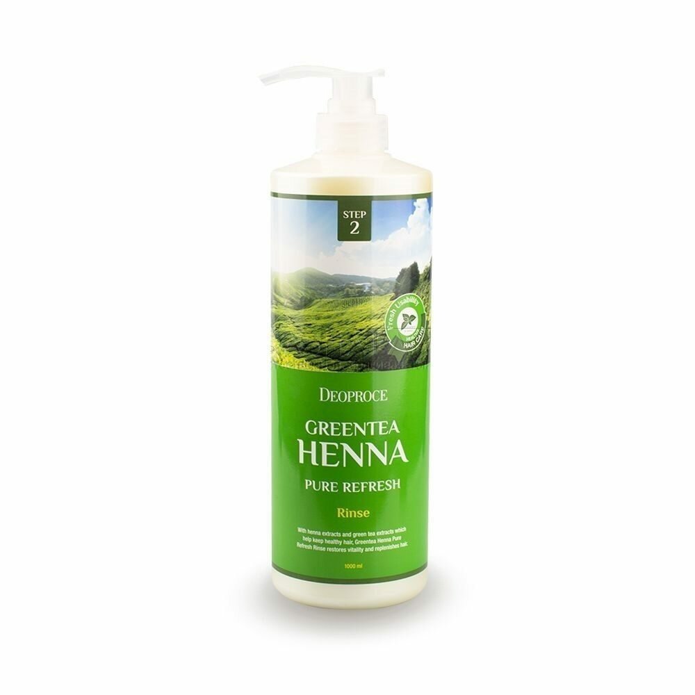 DEOPROCE Hair Greentea Rinse Greentea Henna Pure Pefresh Бальзам для волос с зеленым чаем и хной 1000 мл