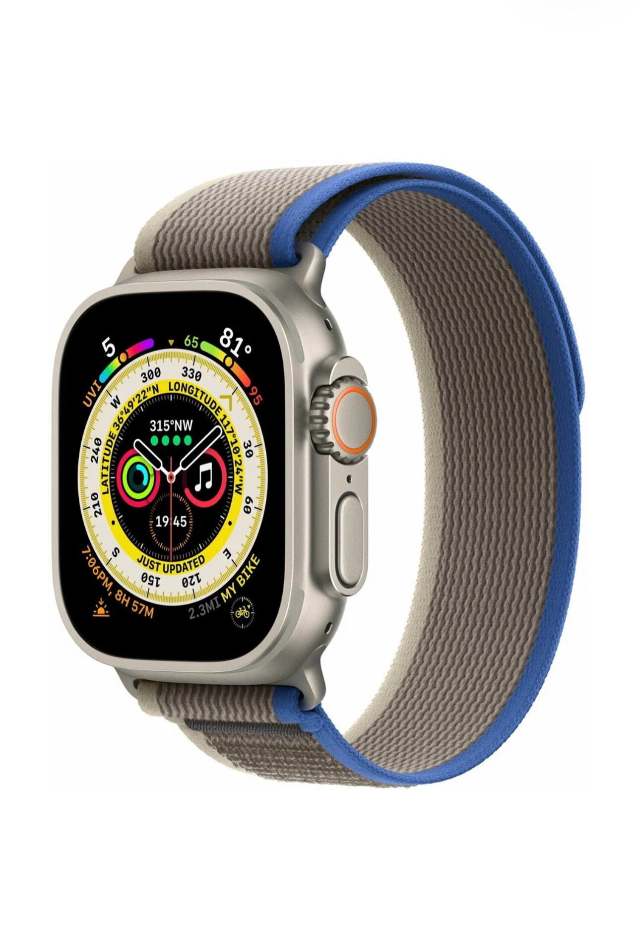 Нейлоновый тканевый ремешок "Trail Loop" для Apple Watch Series 1-8 и Ultra - 42/44/45/49 мм (эпл вотч), синий серый