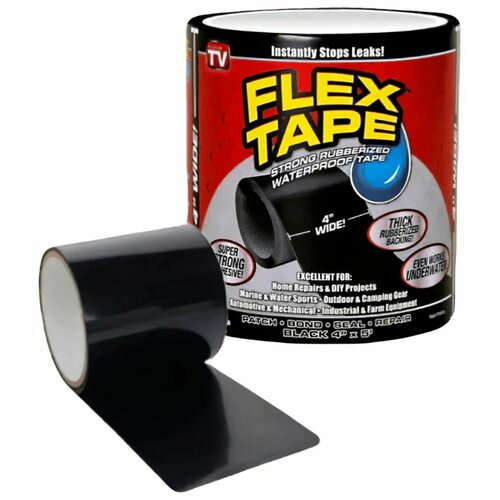 скотч лента для бондажа non sticky bondage tape 17 5 метров Лента клейкая скотч супер фикс Flex Tape для гидроизоляции и монтажных работ, чёрная, 10х150 см