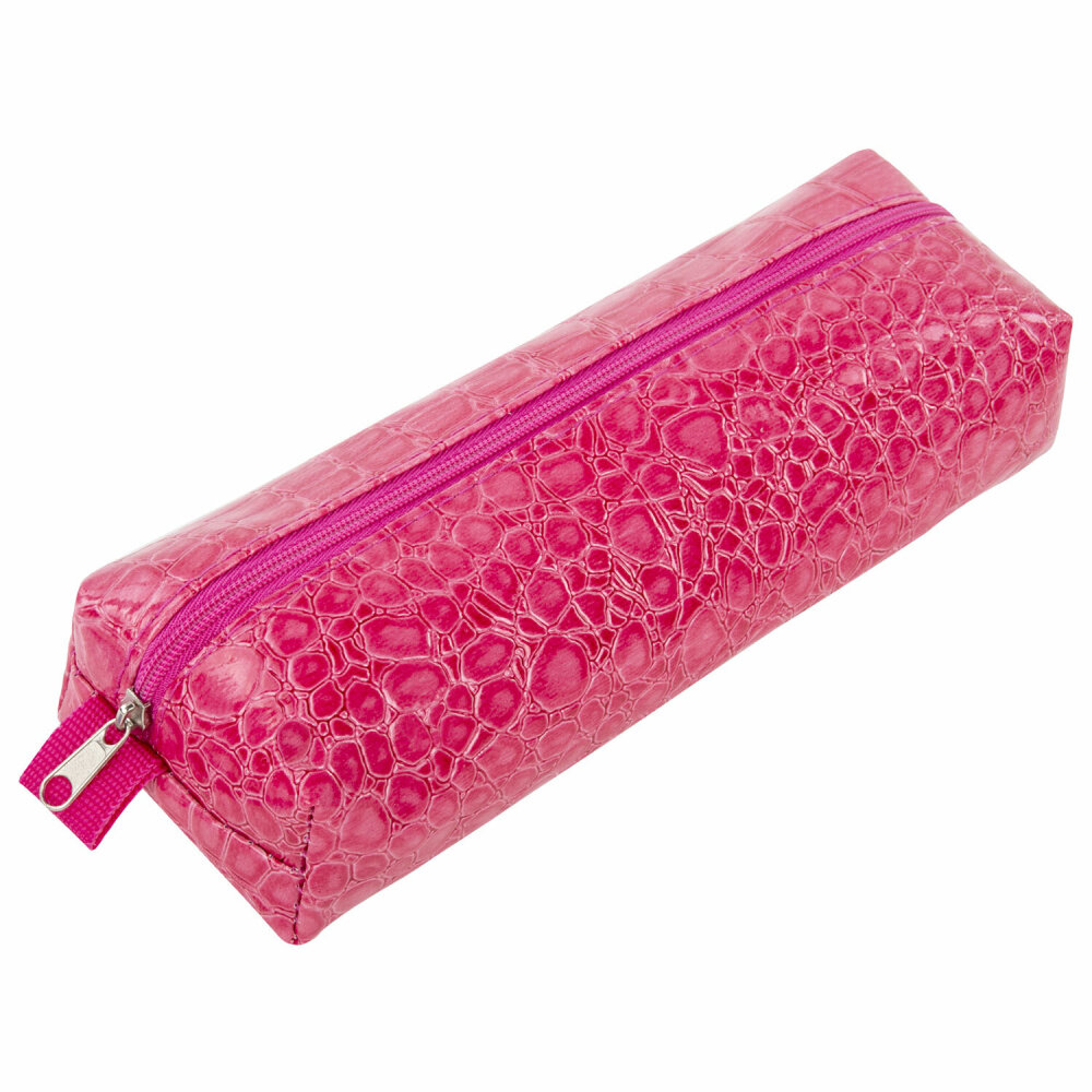 Пенал-косметичка BRAUBERG, "крокодиловая кожа", 20х6х4 см, "Ultra pink", 270850 упаковка 3 шт.
