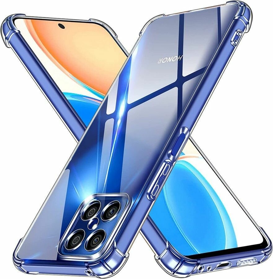 Силиконовая накладка для Huawei Honor X8 5G/X6 5G с усиленными бортами прозрачный