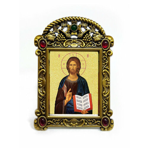 Икона Спасителя "Спас Премудрый" в рамке-киоте "VISANTI", размер 9,5х6,7см.