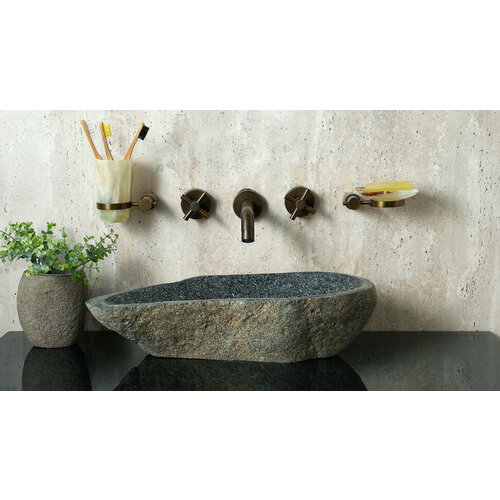 Гранитная раковина для ванной Sheerdecor Piedra 00504511371 из серого речного камня гранита