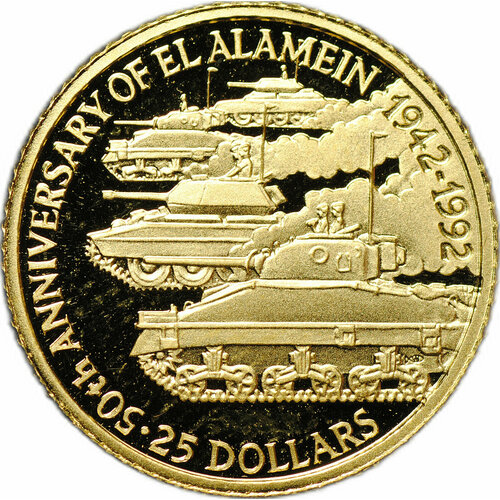 Монета 25 долларов 1992 50 лет битве при Эль-Аламейне Вторая мировая война Белиз 35124soga fallschirmjager brigade ramcke el alamein august 1942