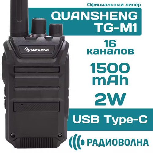 Портативная радиостанция Quansheng TG-M1 2W (USB Type-C, UHF) чёрная