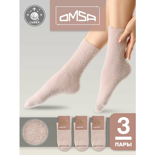 фото Носки omsa omsa_comfort, комплект, 3 пары, размер 39-41, rosa antico
